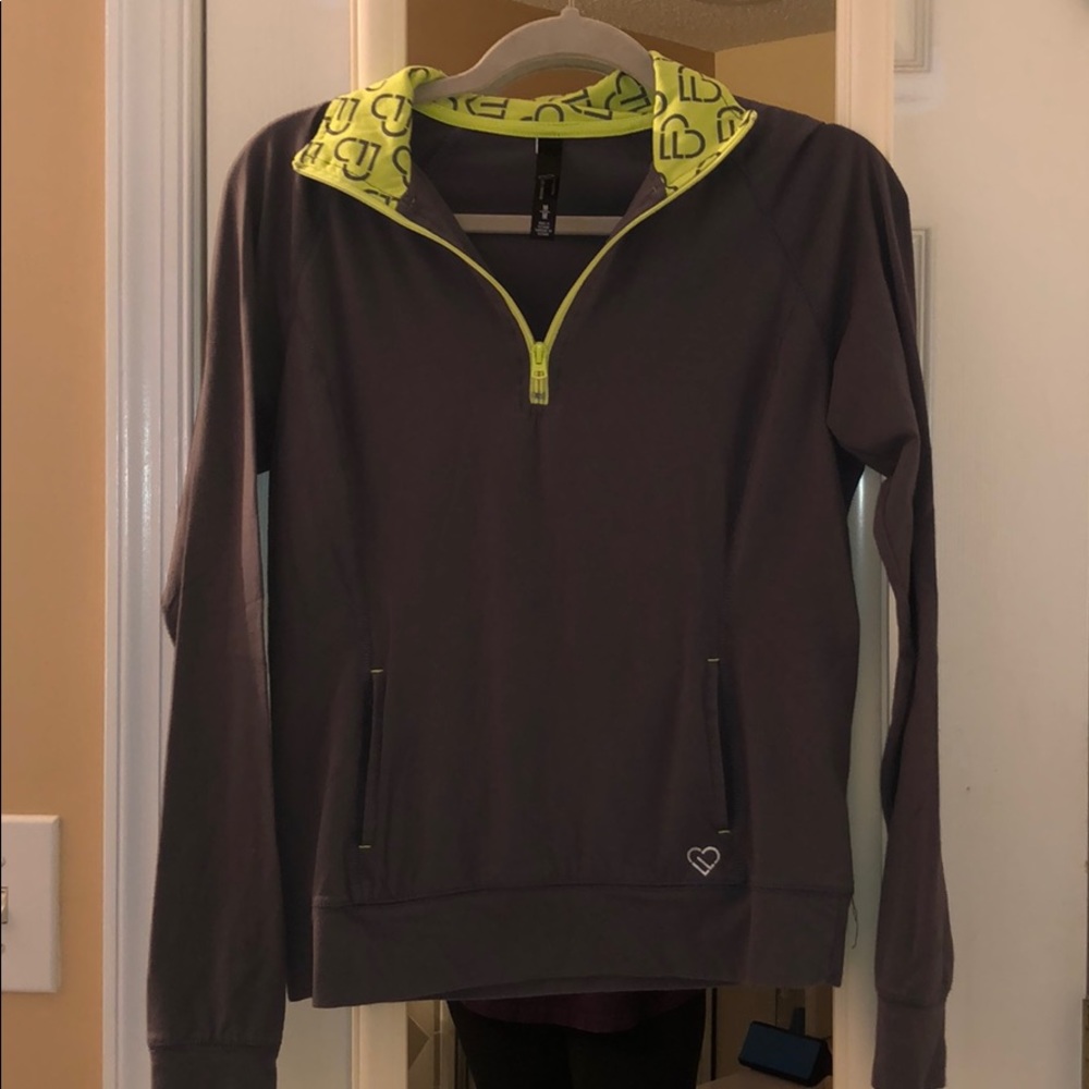 Grey and lime green active wear top